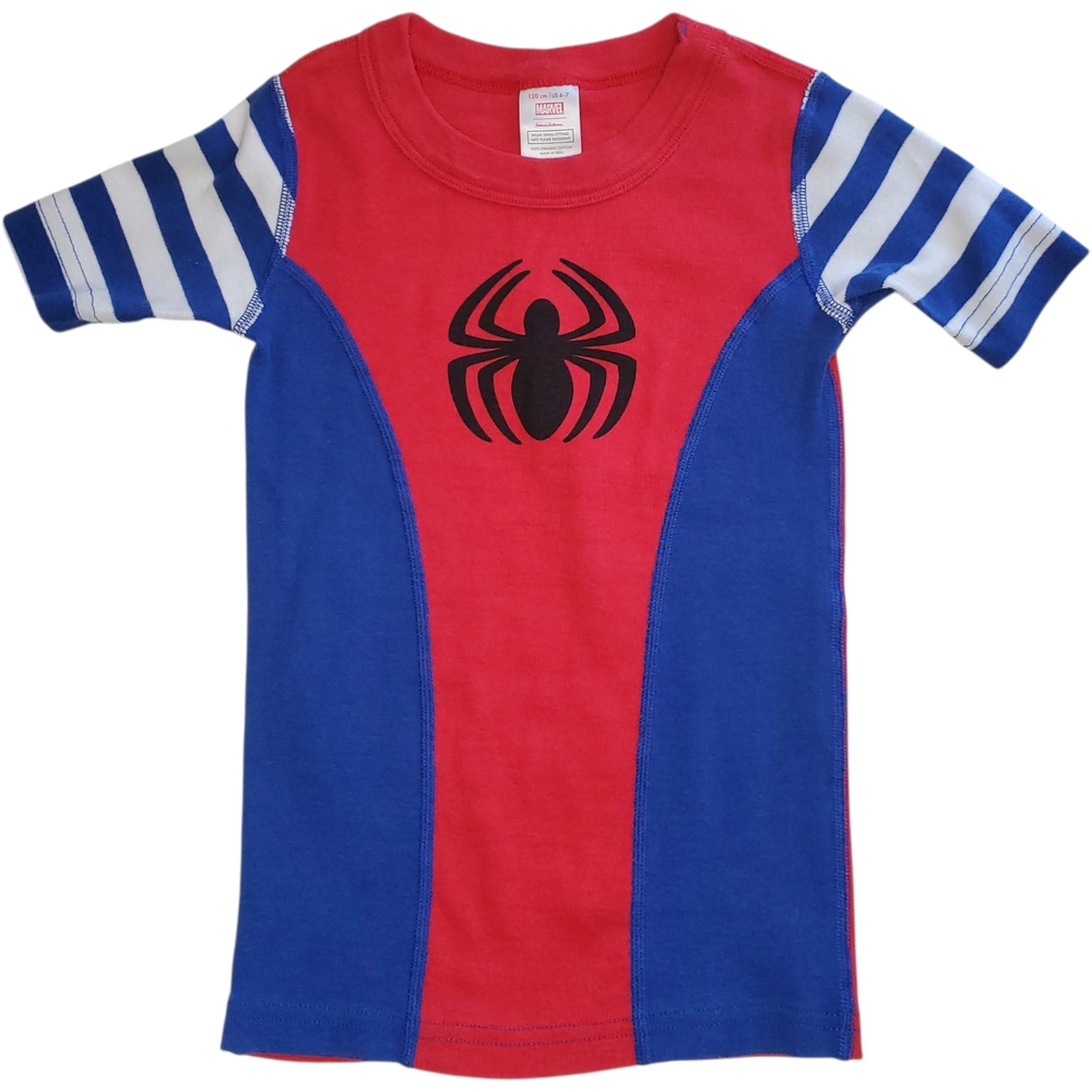 Marvel Spider-Man + Hanna Andersson Short John Pajama Top Boys Size 6-7